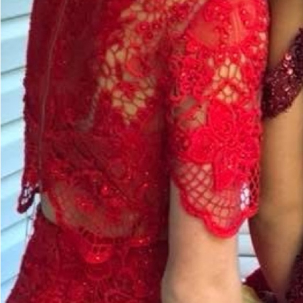 Jovani Red Knee-Length Pencil Skirt Set for Cocktail - Picture 6 of 6